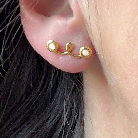 14k Gold Vermeil Opal Stud Earrings - Picture 12 of 13